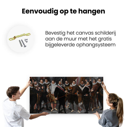 Canvas schilderij ophangen Het Korporaalschap van Kapitein Dirck Jacobsz Rosecrans en Luitenant Pauw - Cornelis Ketel