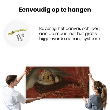 Canvas schilderij ophangen Stadhouder Prins Maurits op zijn Praalbed - Adriaen Pietersz. van de Venne