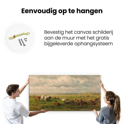 Canvas schilderij ophangen Weidelandschap met Vee - Willem Roelofs