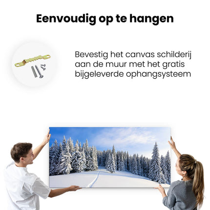 Canvas schilderij ophangen Sneeuw Landschap - Winter