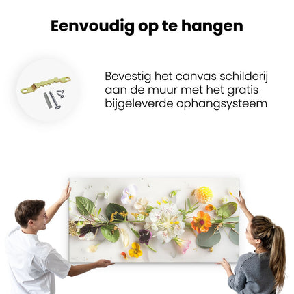 Canvas schilderij ophangen Bos Bloemen op een Witte Ondergrond