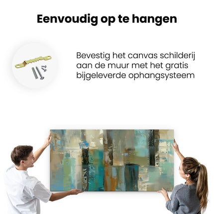 Canvas schilderij ophangen Abstract Kunstwerk van Blauw en Bruin