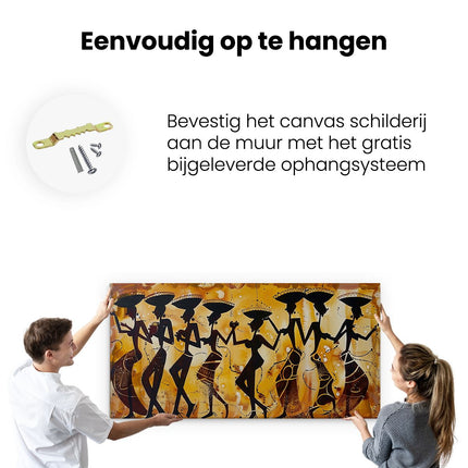 Canvas schilderij ophangen Kunstwerk van een Groep Afrikaanse Dansers
