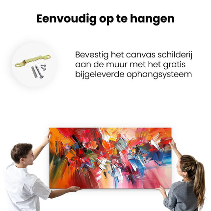 Canvas schilderij ophangen Abstract Kunstwerk met Heldere Kleuren