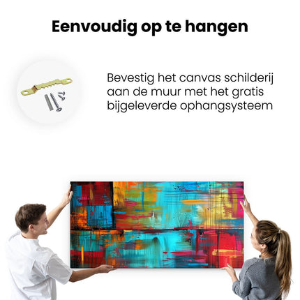 Canvas schilderij ophangen Abstract Kunstwerk met Heldere Kleuren