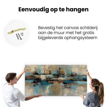 Canvas schilderij ophangen Abstract Kunstwerk in Blauw en Bruin