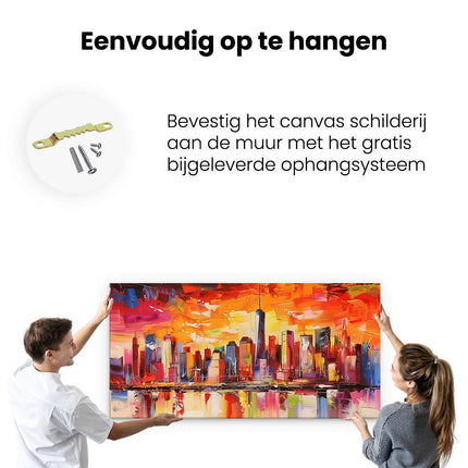 Canvas schilderij ophangen Abstract Kunstwerk van de Skyline van een Stad