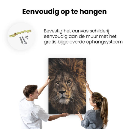 Canvas schilderij ophangen Leeuw - Leeuwenkop