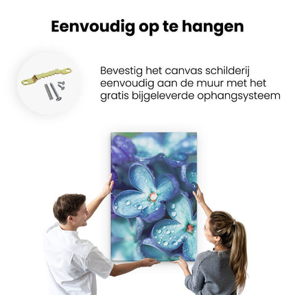 Canvas schilderij ophangen Blauwe Lila Bloemen - Seringen