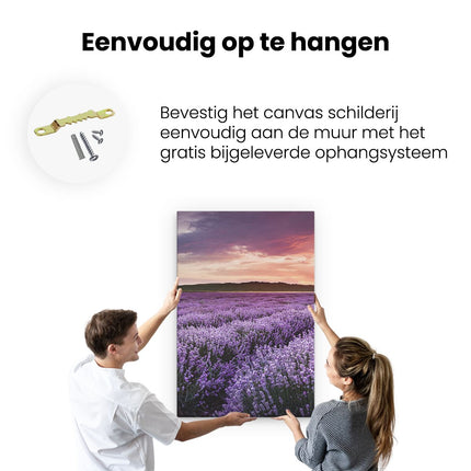 Canvas schilderij ophangen Bloemenveld Met Paarse Lavendel - Bloemen