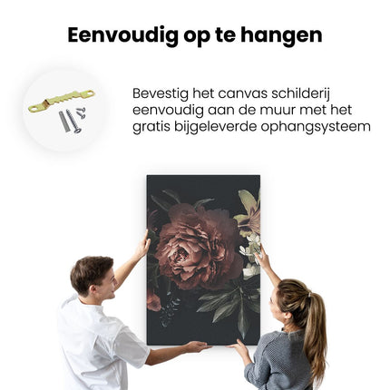 Canvas schilderij ophangen Bloemen Op Een Zwart Achtergrond