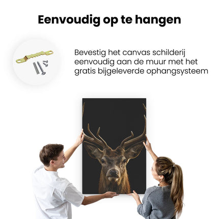 Canvas schilderij ophangen Hertenkop - Hert