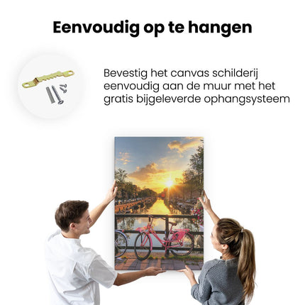 Canvas schilderij ophangen Amsterdamse Brug Met Zonsopgang