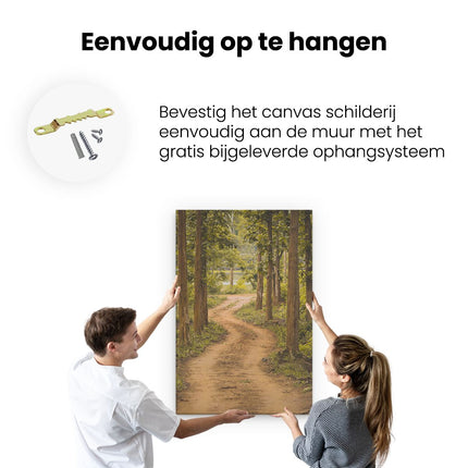 Canvas schilderij ophangen Pad In Het Bos Met Bomen