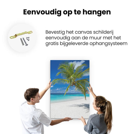 Canvas schilderij ophangen Tropisch Strand Met Een Palmboom