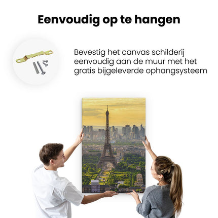 Canvas schilderij ophangen Skyline Van Parijs Met De Eiffeltoren