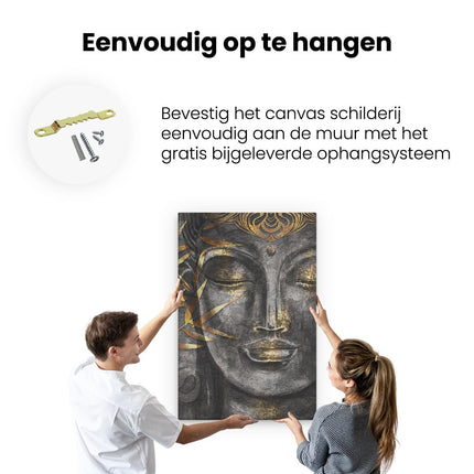 Canvas schilderij ophangen Gouden Boeddha Van Aquarel - Abstract