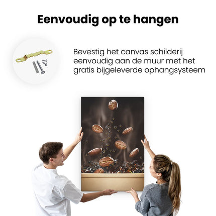 Canvas schilderij ophangen Koffie Beker Met Koffiebonen Erin
