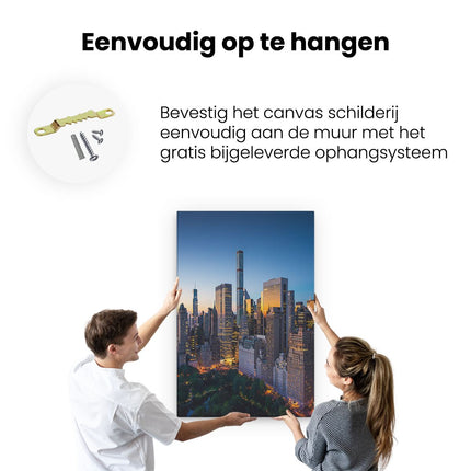 Canvas schilderij ophangen New York Bij Zonsopgang