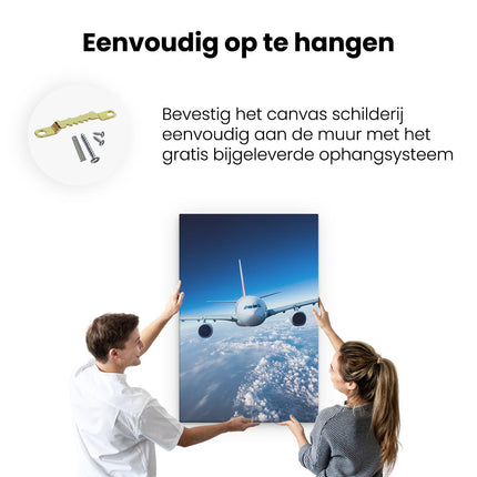 Canvas schilderij ophangen Vliegtuig In De Wolken
