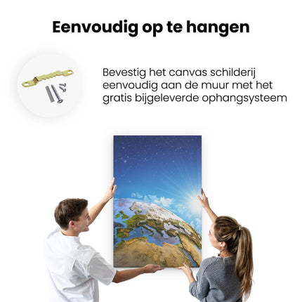 Canvas schilderij ophangen Aarde Vanuit De Ruimte Op Europa