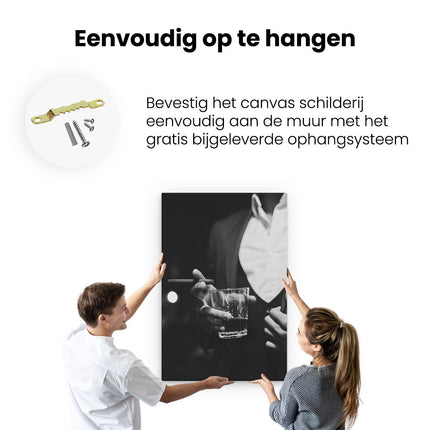 Canvas schilderij ophangen Man In Pak Met Een Sigaar En Een Drankje