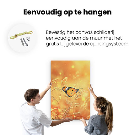Canvas schilderij ophangen Oranje Vlinder In Het Oranje Veld