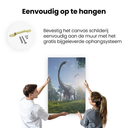 Canvas schilderij ophangen Diplodocus Dinosauriër in het Bos