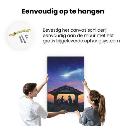 Canvas schilderij ophangen Heilige Familie van Jezus met de Ster van Bethlehem 