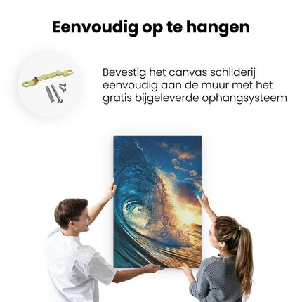 Canvas schilderij ophangen Golfen bij Zonsondergang