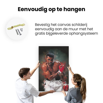 Canvas schilderij ophangen Bokser Muhammad Ali in Actie