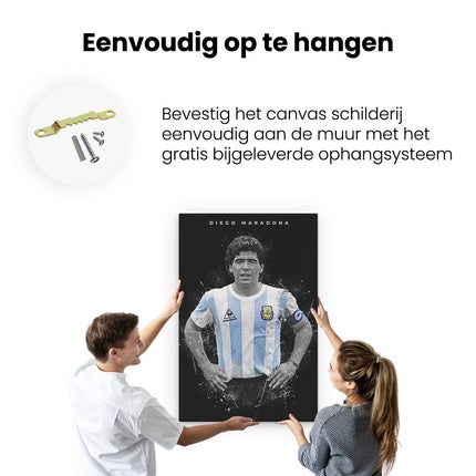 Canvas schilderij ophangen Voetbalspeler Diego Maradona bij Argentinië 