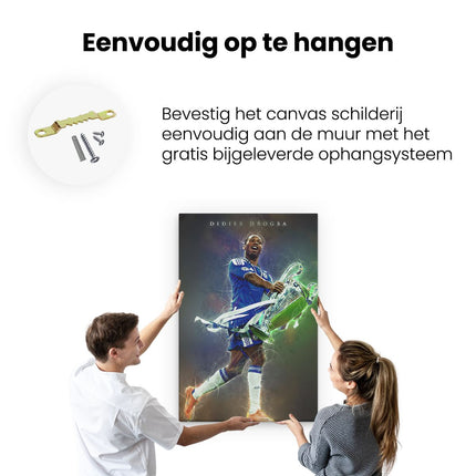 Canvas schilderij ophangen Voetbalspeler Didier Drogba bij Chelsea