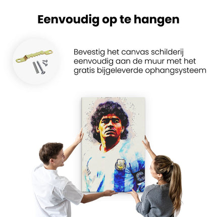 Canvas schilderij ophangen Voetbalspeler Diego Maradona bij Argentinië 