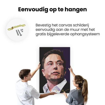Canvas schilderij ophangen Elon Musk in Geometrische Vormen