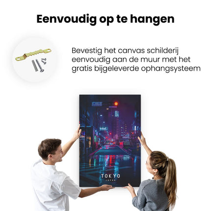 Canvas schilderij ophangen De Drukke Stad in Tokio, Japan