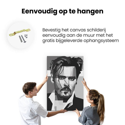 Canvas schilderij ophangen Johnny Depp in het Zwart Wit
