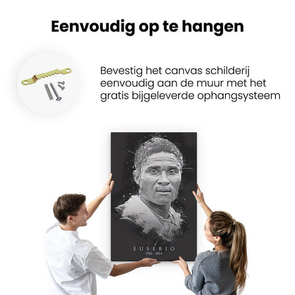 Canvas schilderij ophangen Eusebio in het Zwart Wit