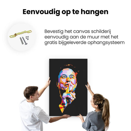Canvas schilderij ophangen Elon Musk in Abstracte Kleuren