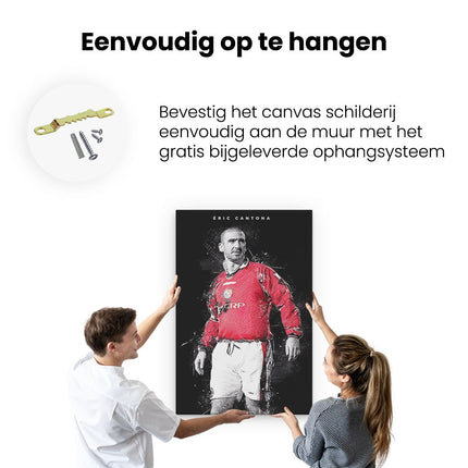 Canvas schilderij ophangen Voetbalspeler Éric Cantona bij Manchester United