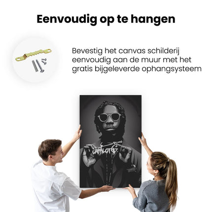Canvas schilderij ophangen Polo G Zwart Wit