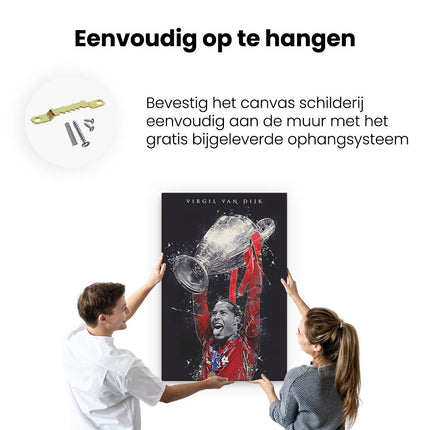 Canvas schilderij ophangen Voetbalspeler Virgil van Dijk bij Liverpool