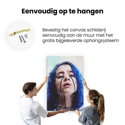 Canvas schilderij ophangen Billie Eilish met Zwarte Tranen