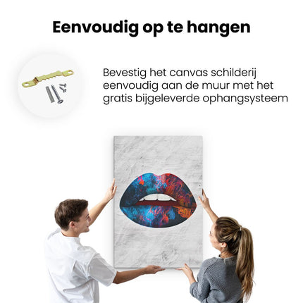 Canvas schilderij ophangen Lippen van Abstracte Kleuren