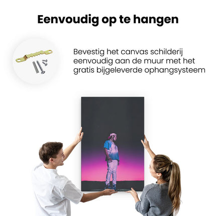 Canvas schilderij ophangen Lil Uzi Vert met een Roze Gloed