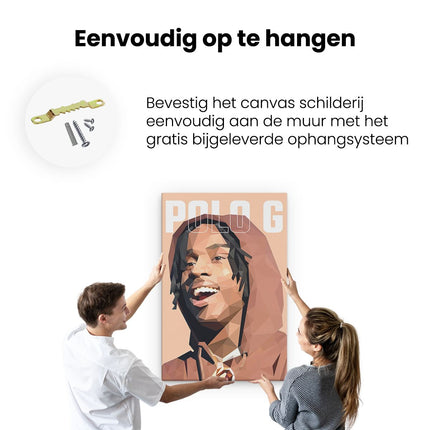 Canvas schilderij ophangen Polo G in Geometrische Vormen