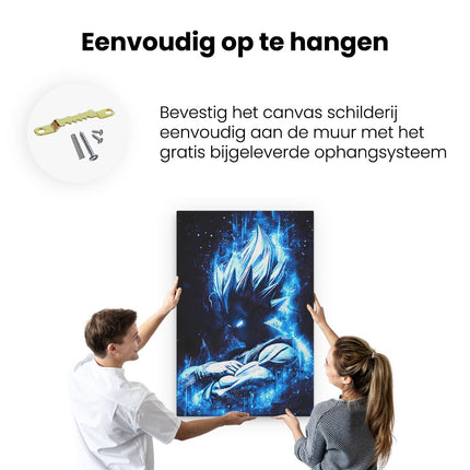 Canvas schilderij ophangen Anime Karakter Vegeta in het Blauw uit Dragon Ball