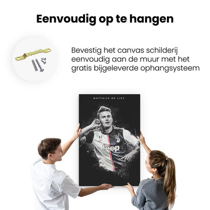 Canvas schilderij ophangen Voetbalspeler Matthijs de Ligt bij Juventus