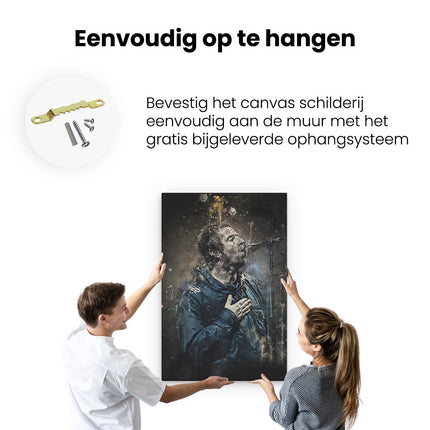 Canvas schilderij ophangen Liam Gallagher op Olieverf