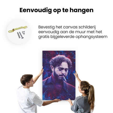Canvas schilderij ophangen Post Malone met een Sigaret